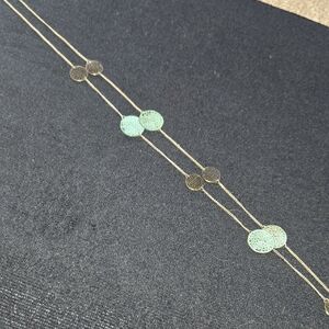 Elegant Gold and Green Double Strand 18 Inch Necklace